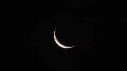 Crescent Moon in the Night Sky Video stock 109655929