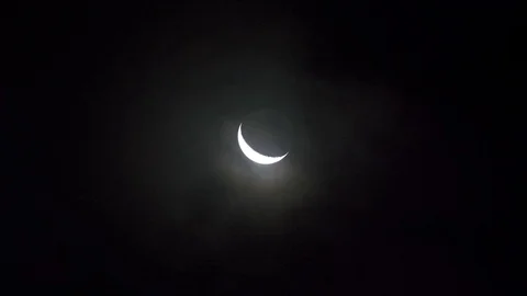 Crescent Moon in the Night Sky Stock Footage 109656882