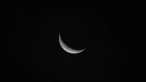 Crescent Moon in the Night Sky Stock Footage 109656932