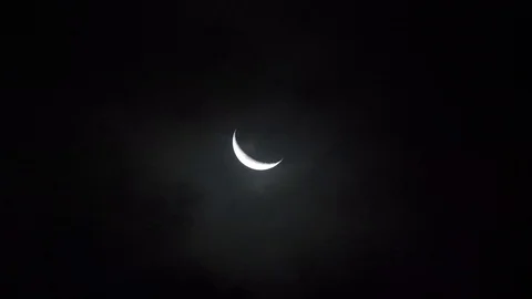 Crescent Moon in the Night Sky Stock Footage