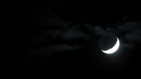 Crescent Moon in the night time Video stock 236730671