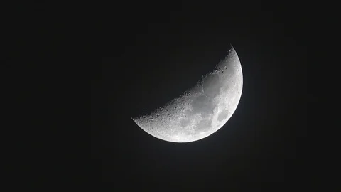 Crescent moon or half moon on dark black night  Stock Footage 100077161