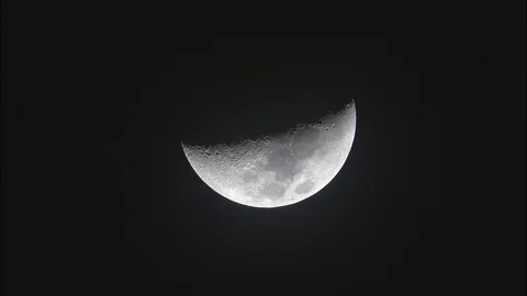 Crescent moon or half moon on dark black night  Stock Footage 100077517