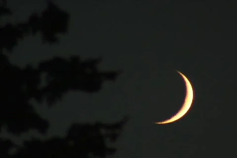 Crescent moon - orangey  Stock Footage 266548