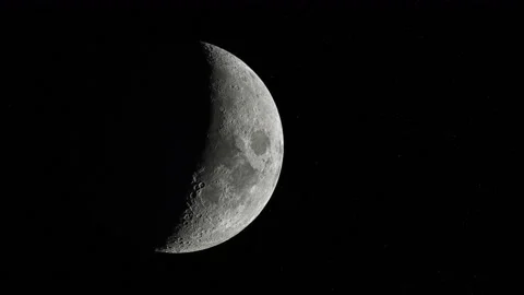 Crescent Moon Over Starfield Stock Footage 144461987