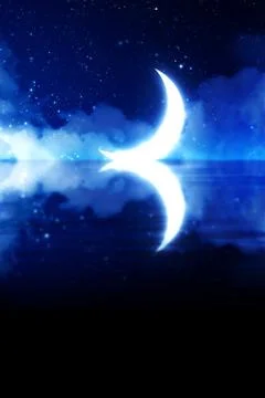 Crescent Moon over Starry Sky Illustrazione stock