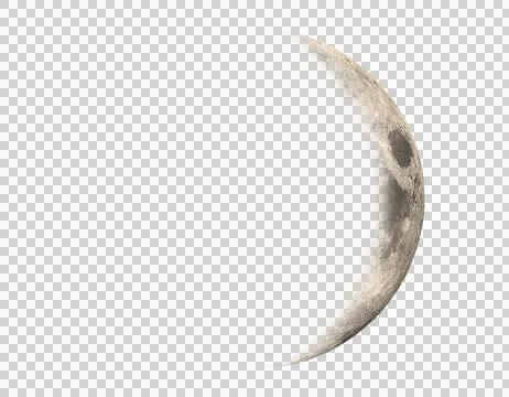 Crescent moon phase with visible craters and surface details Stock Illustration