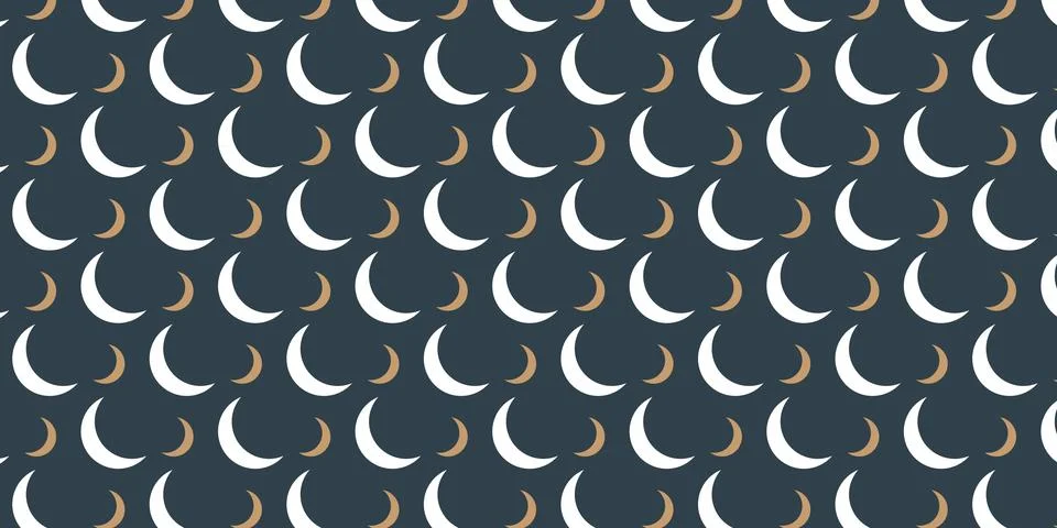 Crescent moon repeating pattern vectors for celestial background Stockillustratie