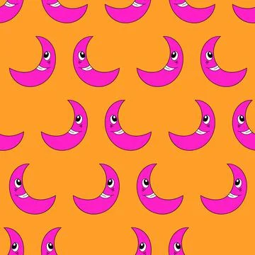 Crescent moon seamless repeat pattern. background illustration Stock Illustration