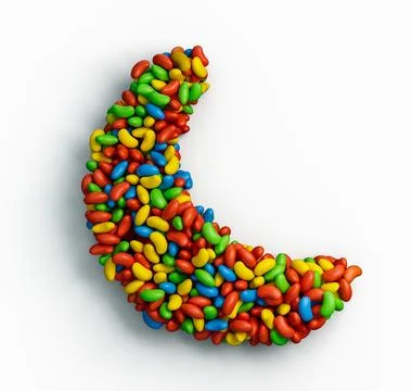 Crescent Moon shape, Eid Ramadan Sweet Candies colorful candies 3d illustrati Stock Illustration
