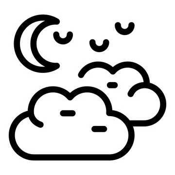 Crescent moon shining over clouds during night time Ilustração Stock