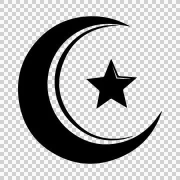 Crescent moon with shooting star emblem cutout. Stock Illustration
