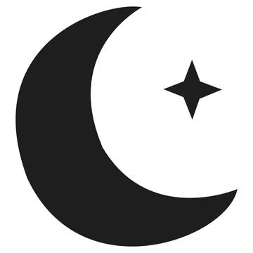 Crescent moon silhouette icon with shining star Stock Illustration