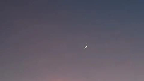 Crescent moon on the sky at evening. Stock Footage 297008389