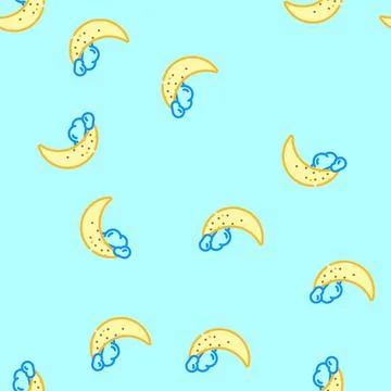 Crescent moon sleep night vector seamless pattern Illustrazione stock