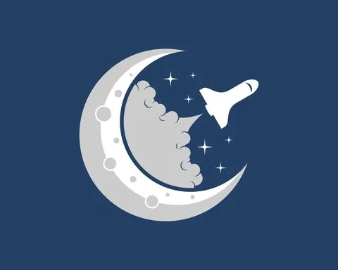 Crescent moon with space shape gliding Stock Illustration