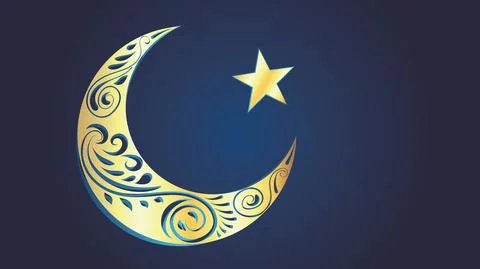 Crescent moon with star Stock Illustration
