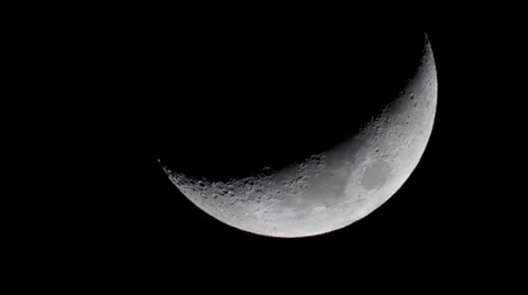 Crescent Moon Telescope View 800mm Stock Footage 46665870