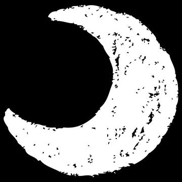 Crescent moon white chalk hand painting on black background, crayon vector Stock Illustration
