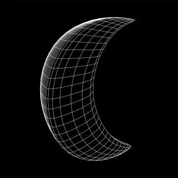 Crescent moon wireframe vector Stock Illustration