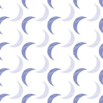 Crescent moons simple seamless vector pattern in white and blue Illustrazione stock