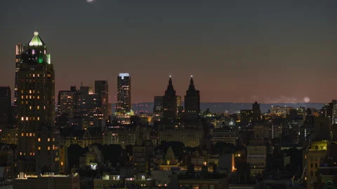 Crescent Moonset Dusk to Night Timelapse Stock Footage 200218489