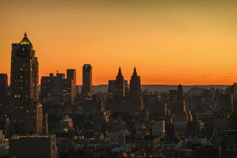 Crescent Moonset Dusk to Night Timelapse Stock Footage 200219296
