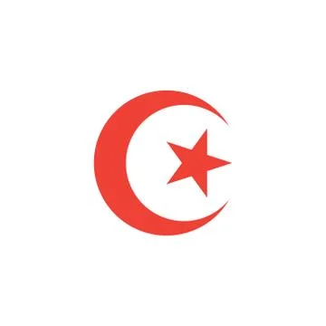 Crescent Red Icon On White Background. Red Flat Style Vector Illustration Stock Illustration