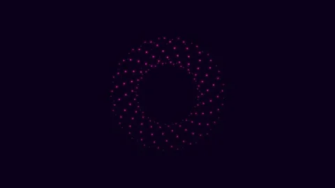 Crescent shape composed of glowing magenta particles against dark background Stock Footage 335145845