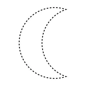 Crescent shape dashed symbol vector icon for creative graphic design ui element Stock Illustration