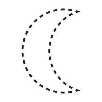 Crescent shape dashed symbol vector icon for creative graphic design ui element Stock Illustration