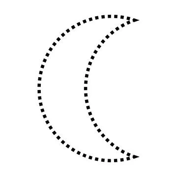 Crescent shape dotted symbol vector icon for creative graphic design ui element Stock Illustration