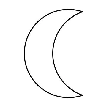 Crescent shape symbol vector icon outline stroke for creative graphic design  Stock Illustration