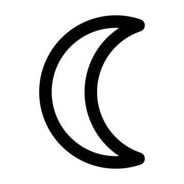 Crescent shape symbol vector icon outline stroke for creative graphic design  Stock Illustration