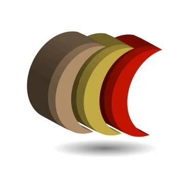 Crescent shaped 3d logo with shadow  Illustrazione stock