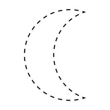 Crescent symbol dashed shape vector icon for creative graphic design ui element Stock Illustration