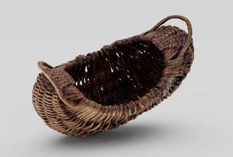 Crescent Wicker basket minimal 3d rendering on white background Stock Illustration