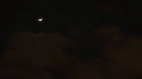 Cresecent moon clouds Stock Footage 46938752