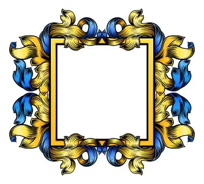 Crest Banner Border Scroll Heraldic Woodcut Frame Stock Illustration