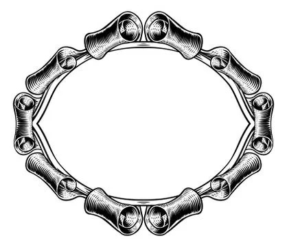 Crest Banner Border Scroll Heraldic Woodcut Frame Stock Illustration