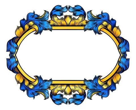 Crest Banner Border Scroll Heraldic Woodcut Frame Stock Illustration
