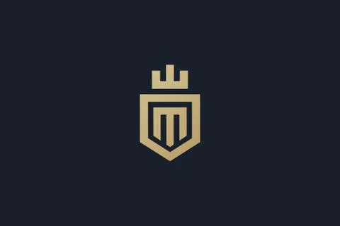 Crest M logo design , abstract letter M in the shield logo . Stock Illustration