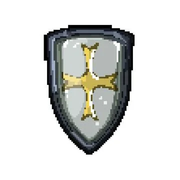 Crest medieval shield pixel art vector illustration Stock Illustration