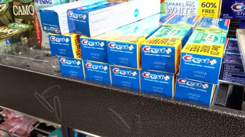 Crest Toothpaste Packages Available for Purchase Stock Footage 137469947