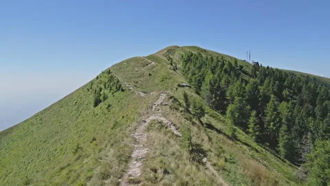 Crest trail leading to rounded summit on Nevegal ridge Stock Footage 318778129
