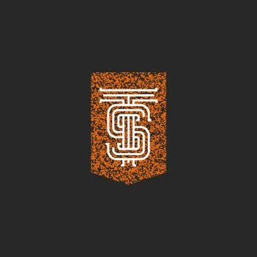 Crest TS letters monogram, initials combination T S logo simple, elegant hips Stock Illustration