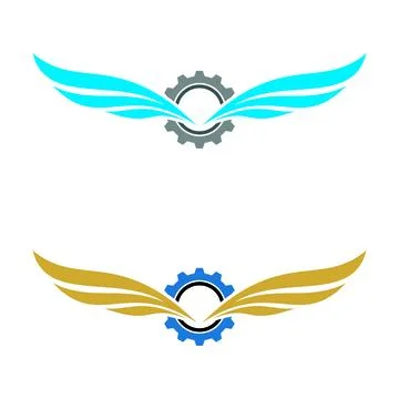 Crest wing and gear logo template Illustration Design Stock Illustration