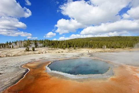Crested Pool hot spring in Upper Geyser Basin in Yellowstone National Park, USA Stock Photos