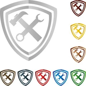 Crests and tools, locksmith, mechanic, logo Stock Illustration