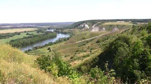 Cretaceous mountains on the Don river. Video stock 85626800